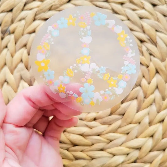 Floral Peace Sign - Transparent Sticker