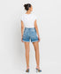 High Rise Distressed Cuff Denim Shorts