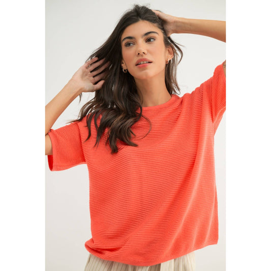 Sweet Caroline Sweater Top in Guava