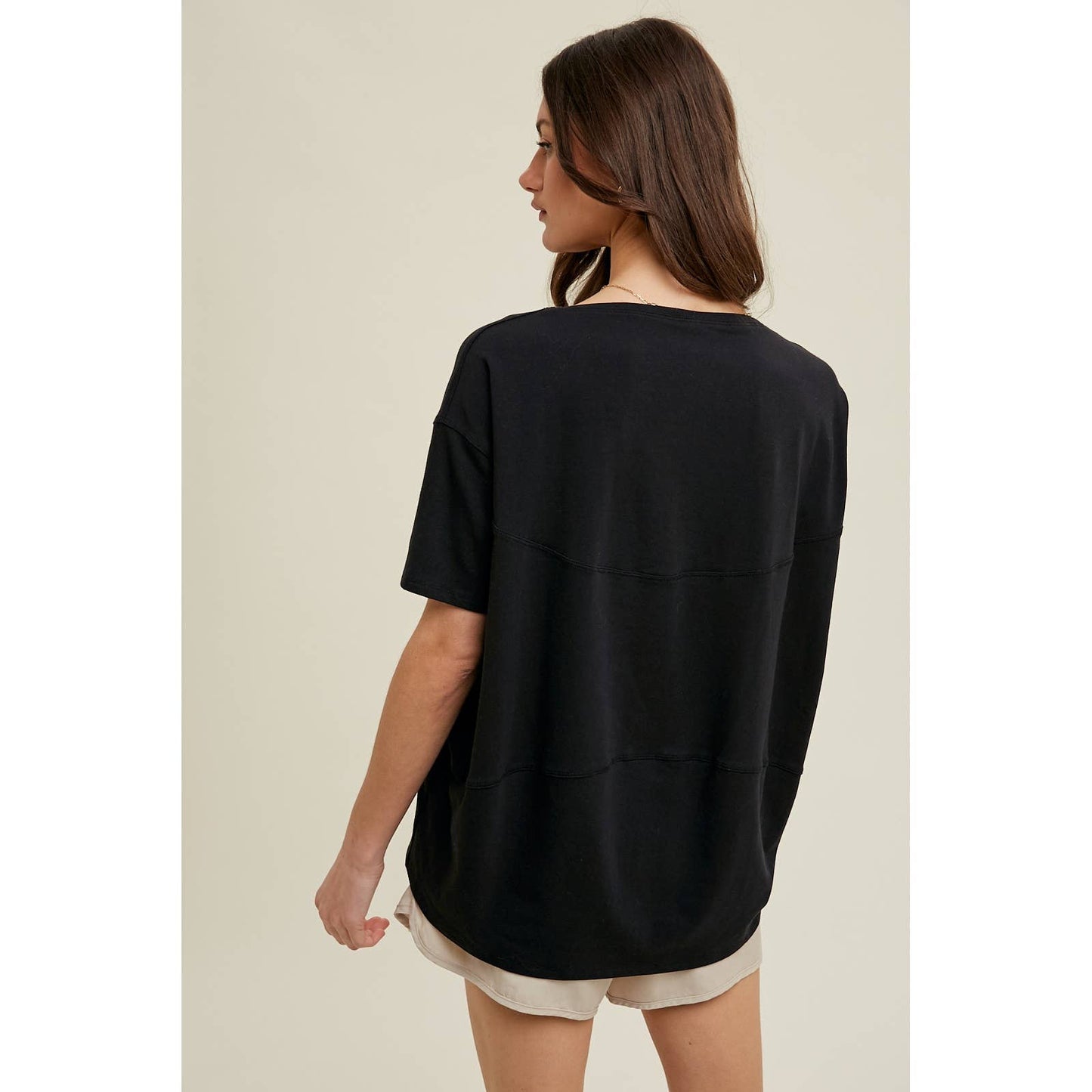 Black Boatneck Casual Tee