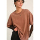 Oversized Distressed Tee in Taupe