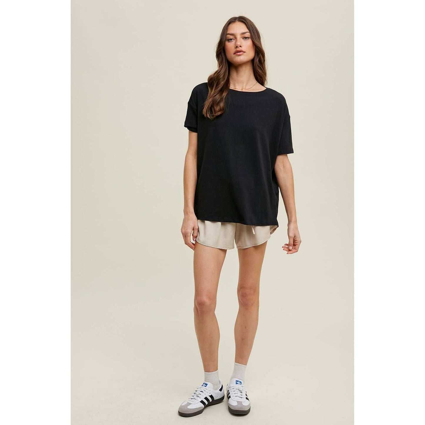 Black Boatneck Casual Tee