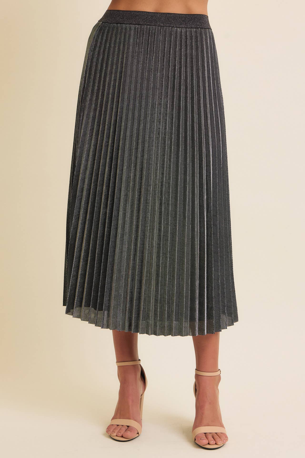 Shimmering Pleated Skirt in Charcoal