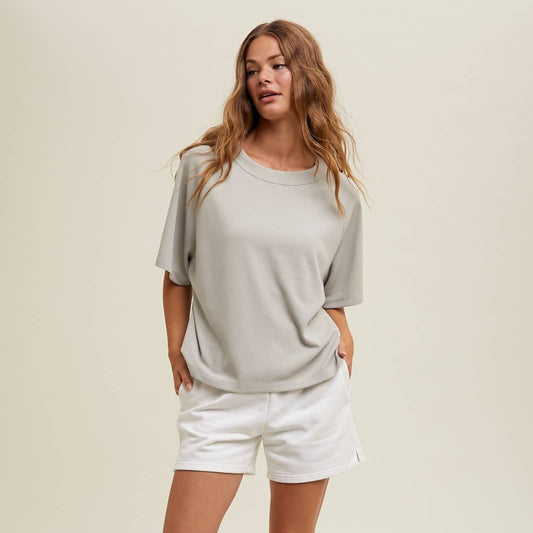 Light Grey Boxy Knit Top