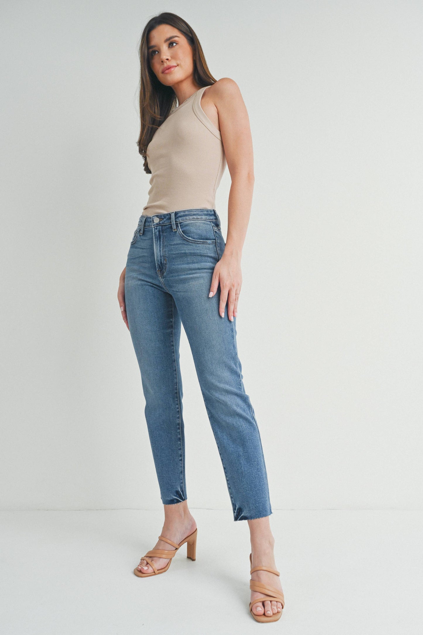 Mid Rise Classic Straight Medium Wash Jeans