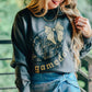 charcoal gray fleece womens sweatshirt football with gold bow and football written across it in script font