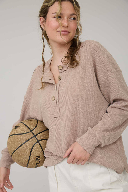 Falling For It Taupe Long Sleeve