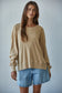 Gold Waffle Drop Shoulder Long Sleeve