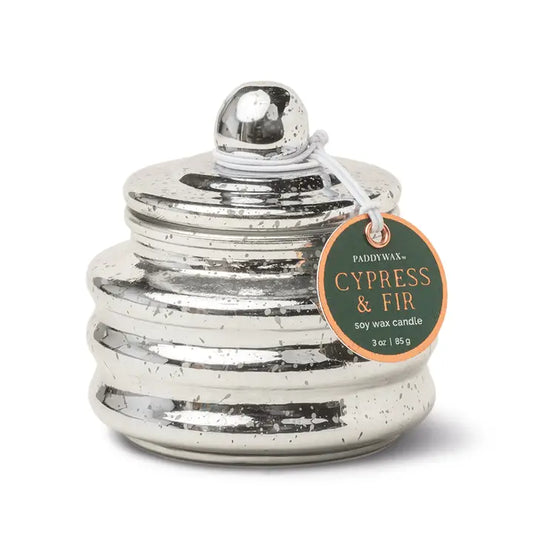 Cypress + Fir Silver Glass Candle with Lid