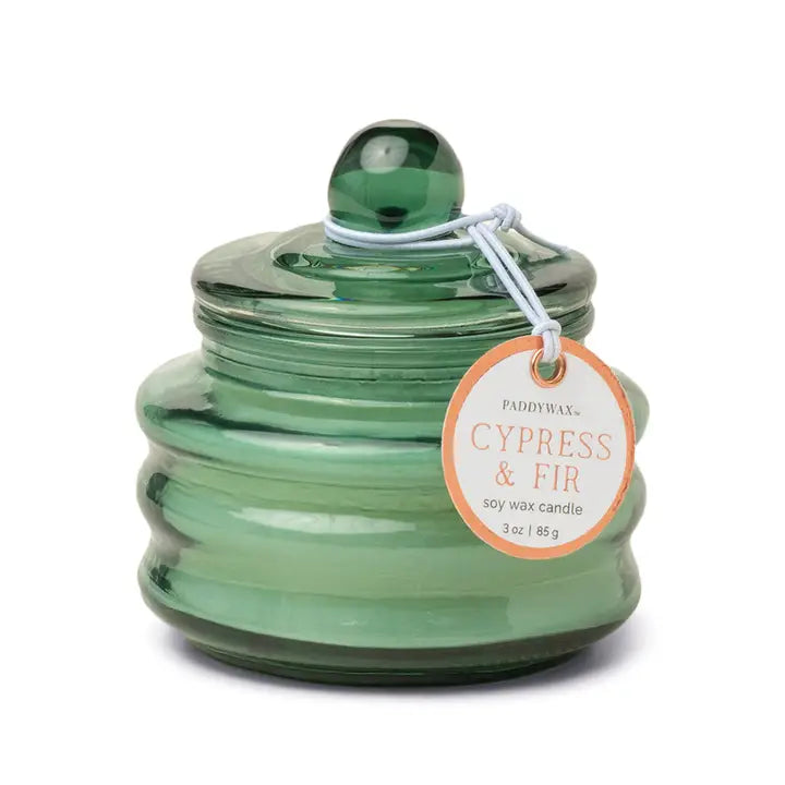 Balsam + Fir Green Glass Candle with Lid