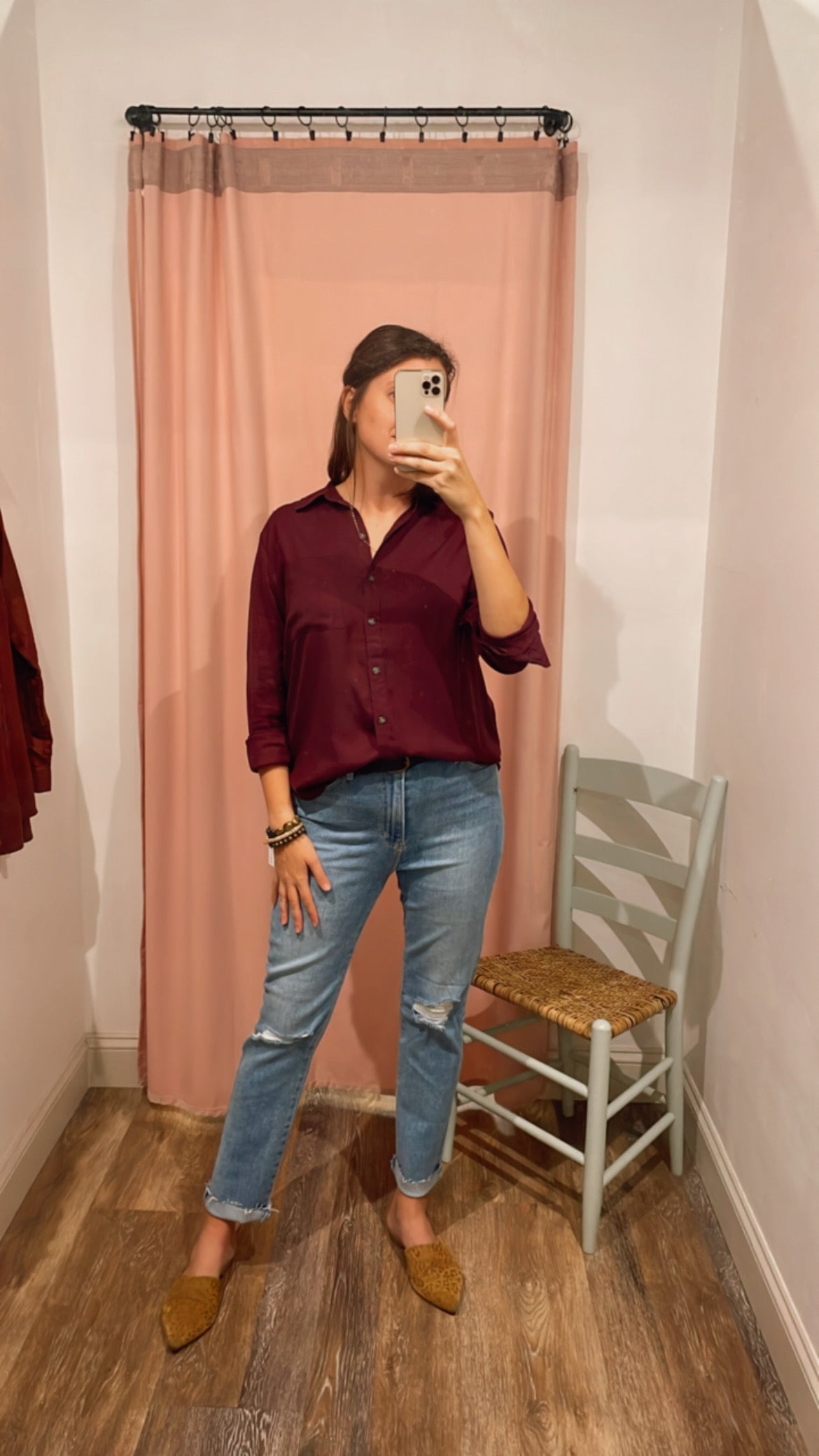 Kimmy Button Up Blouse in Deep Berry