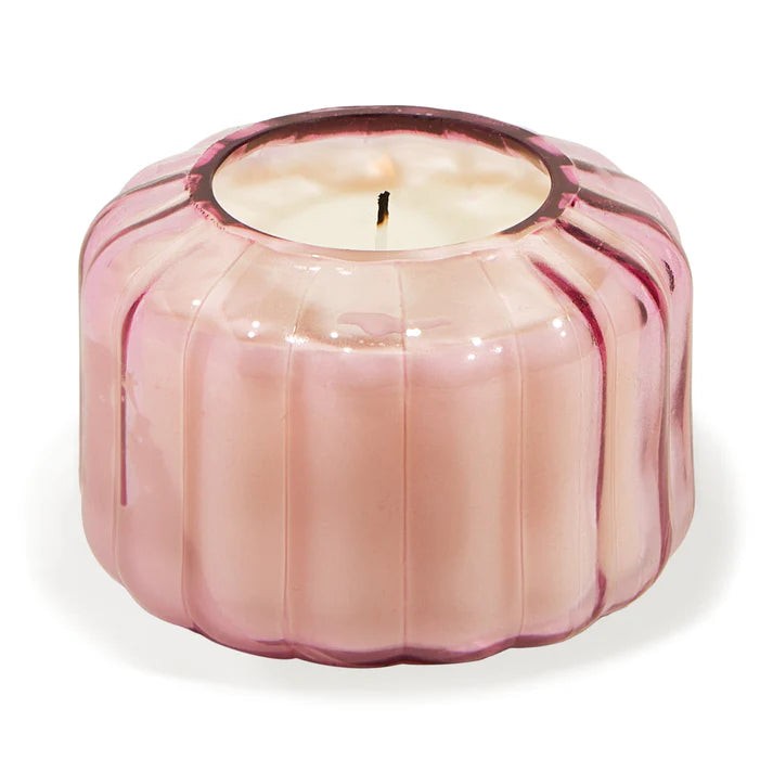 Desert Peach Ripple Pink Glass Candle