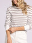 Stacy Top in White & Taupe Stripe