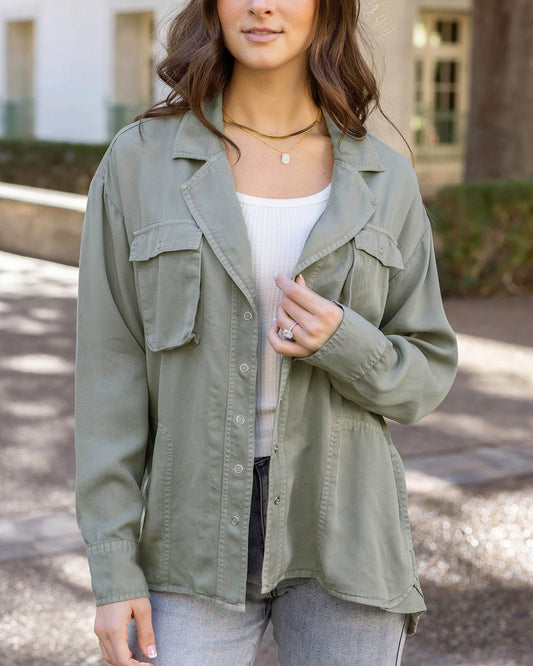 Utility Shirt Jacket in Sage