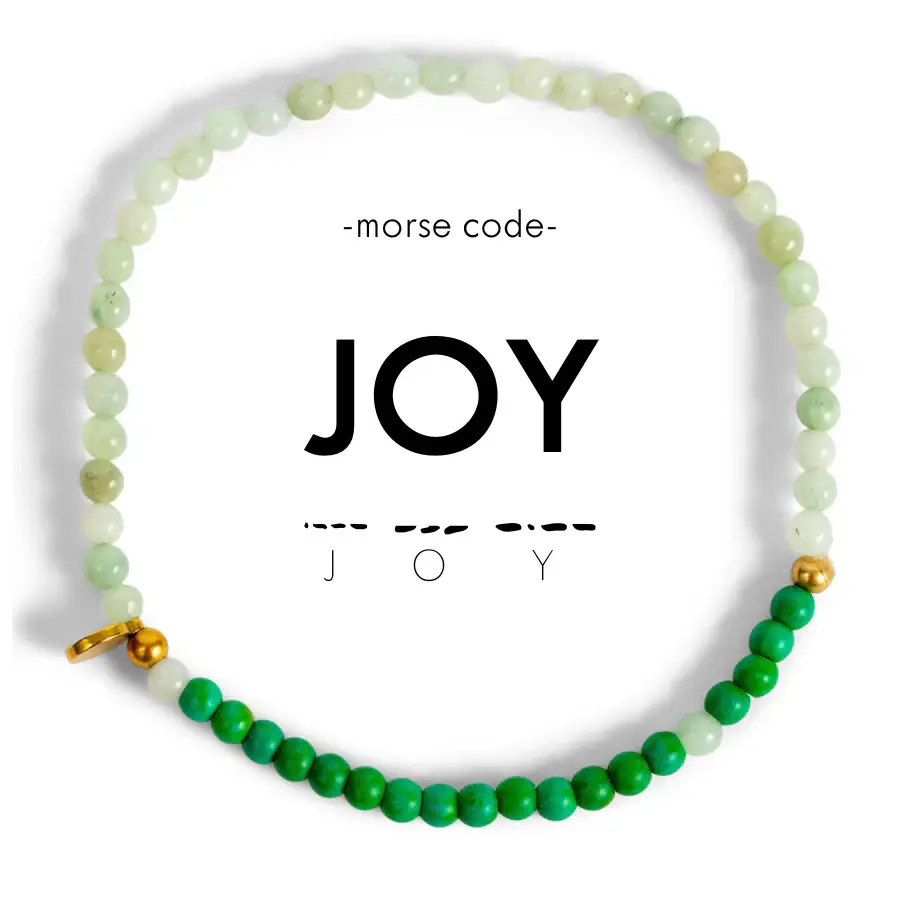 3mm Morse Code Bracelet | JOY: Green & Green Aventurine