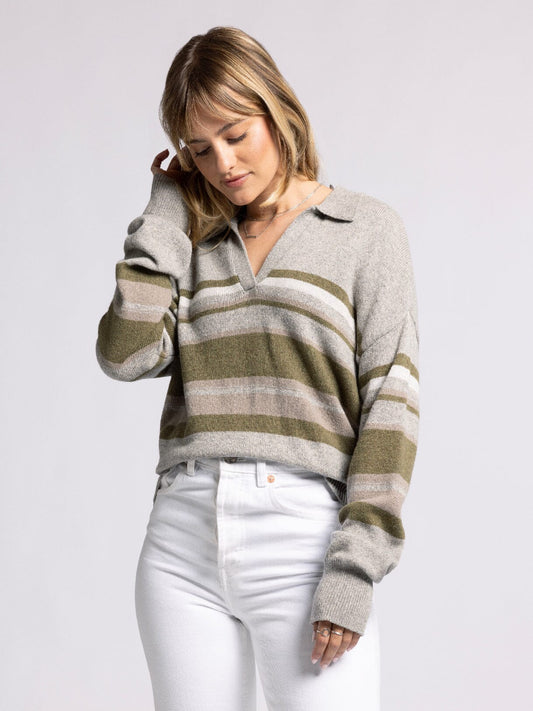 Aaliyah Sweater in Gray Moss Stripe