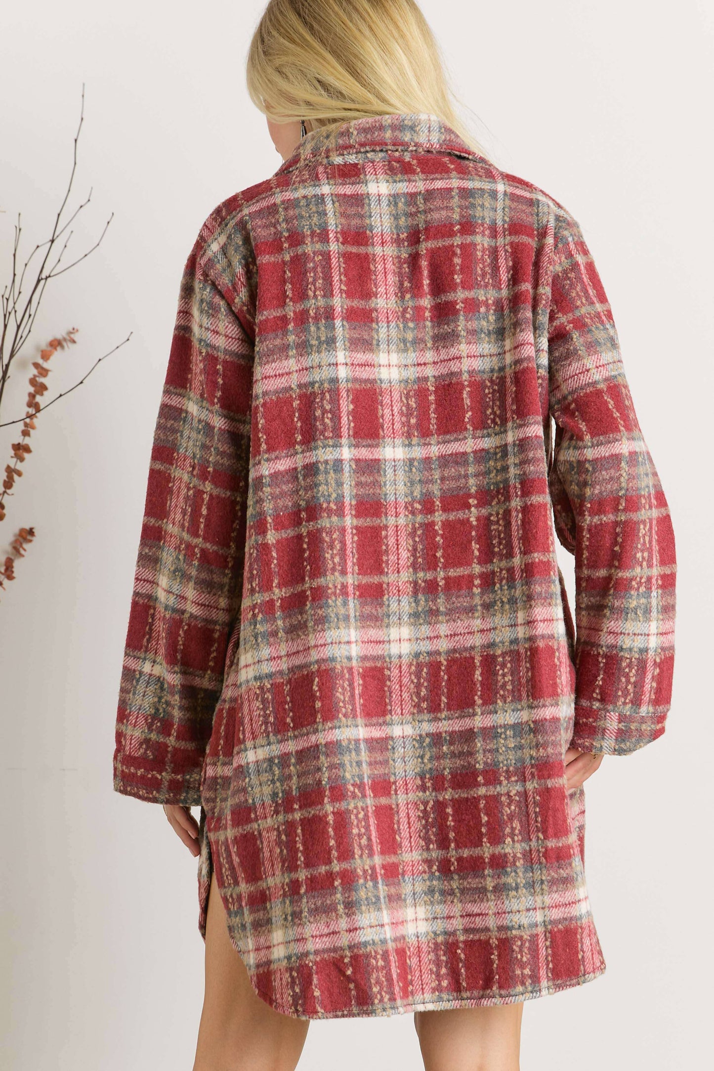 Cranberry Long Plaid Shacket