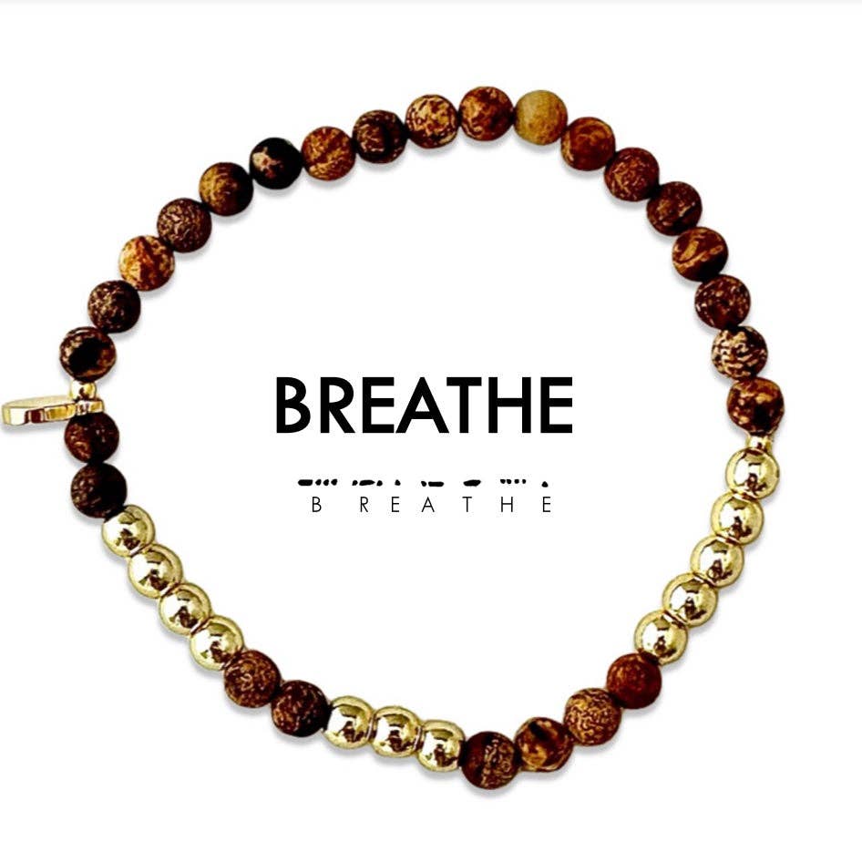 Gold Morse Code Bracelet | BREATHE: Multicolored Quartz