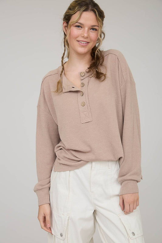 Falling For It Taupe Long Sleeve