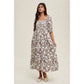 Floral Balloon Sleeve Dress in Chocolate