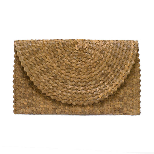 Brown Straw Clutch Purse