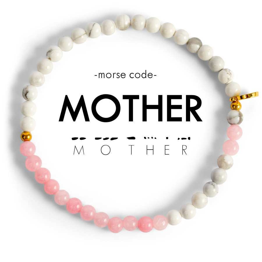 Morse Code Bracelet | MOTHER: Pink Aventurine & Mother of Pearl