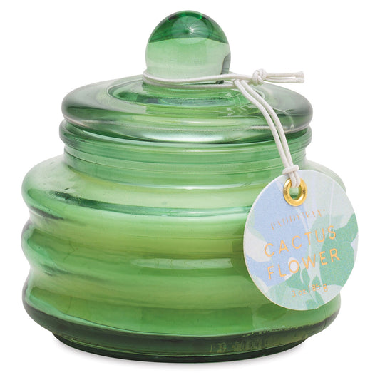 Cactus Flower Green Glass Candle with Lid