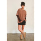 Oversized Distressed Tee in Taupe