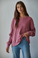 Mauve Waffle Drop Shoulder Long Sleeve
