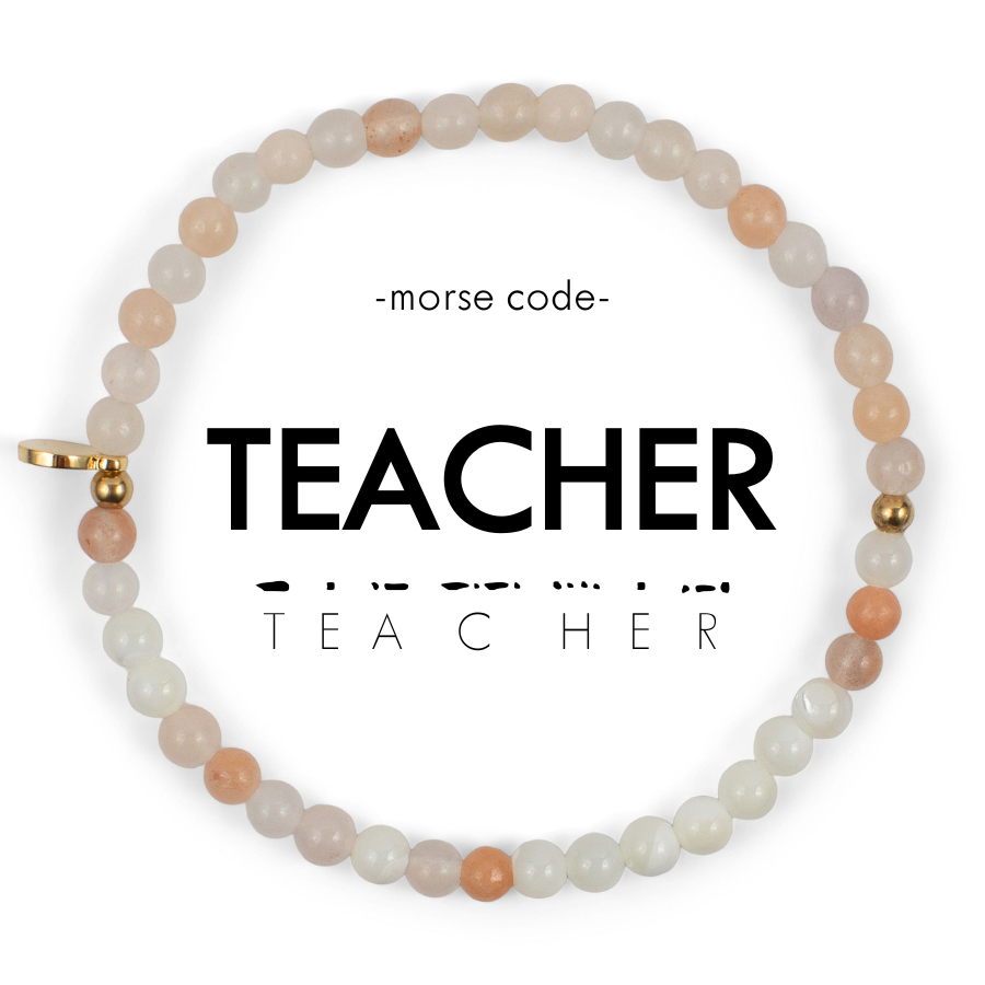 Morse Code Bracelet | TEACHER: Moss Agate & Blue Sandstone