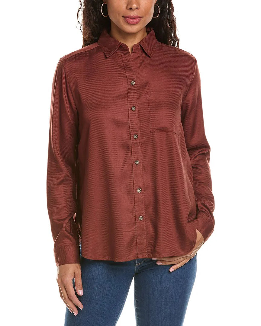 Kimmy Button Up Blouse in Soft Rust