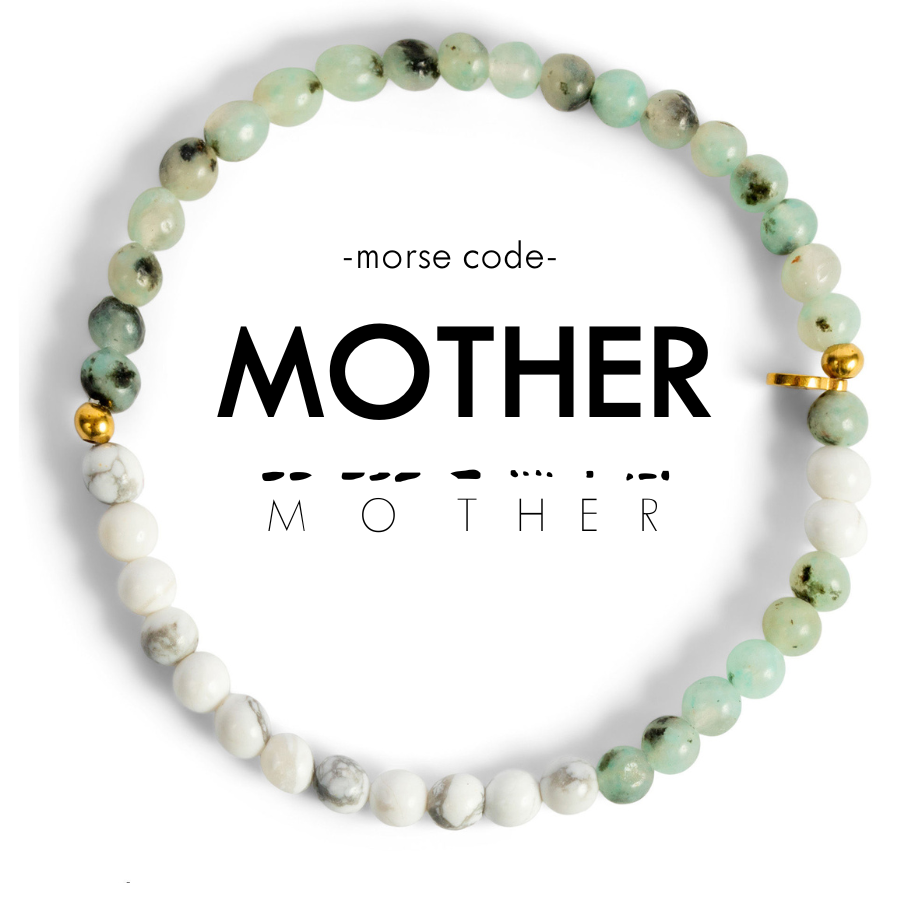 Morse Code Bracelet | MOTHER: Pink Aventurine & Mother of Pearl