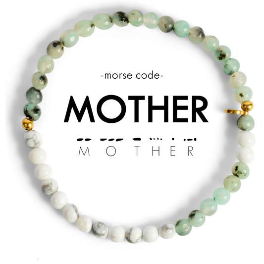 Morse Code Bracelet | MOTHER: Pink Aventurine & Mother of Pearl