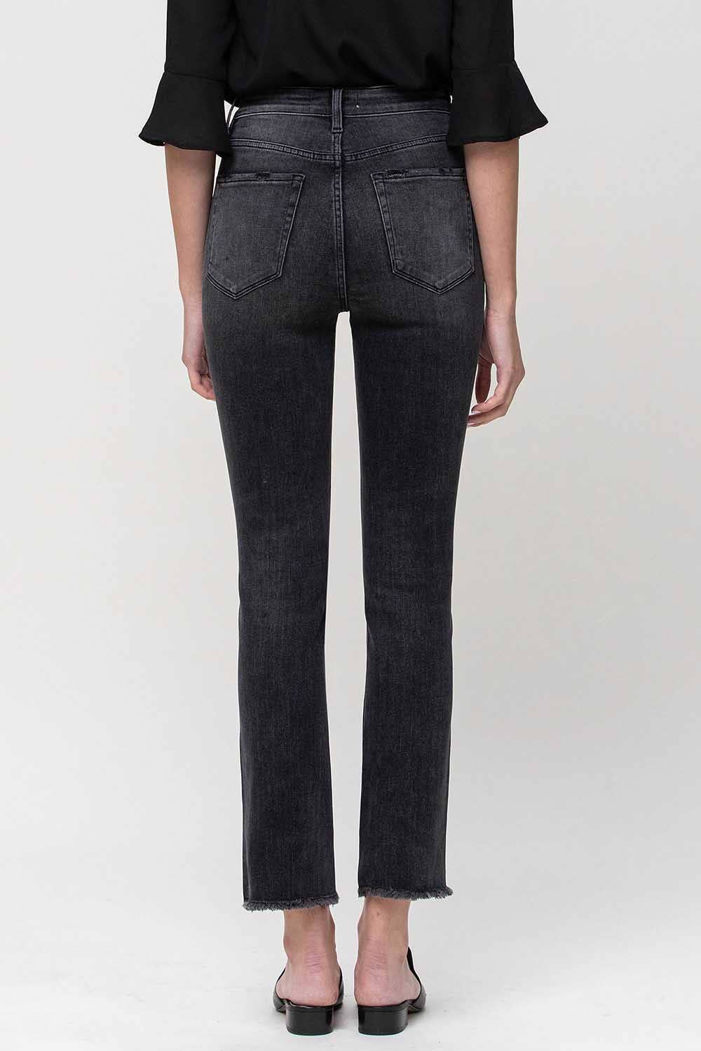 High Rise Cropped Straight Jeans in Black