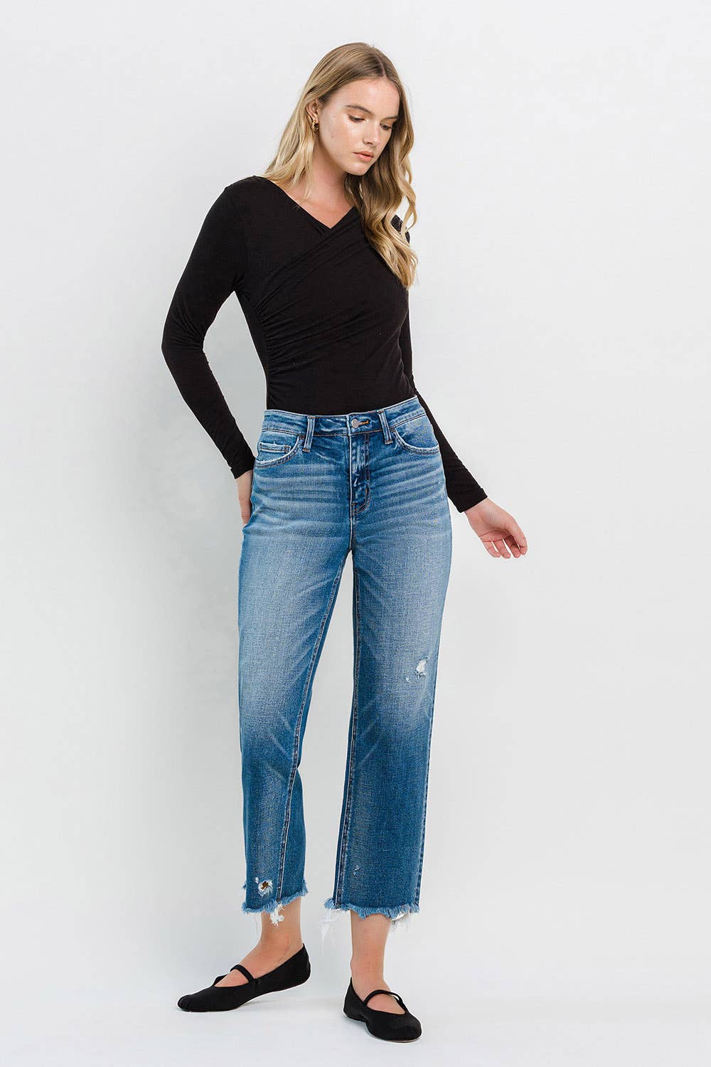 High Rise Crop Straight Jeans