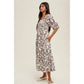 Floral Balloon Sleeve Dress in Chocolate