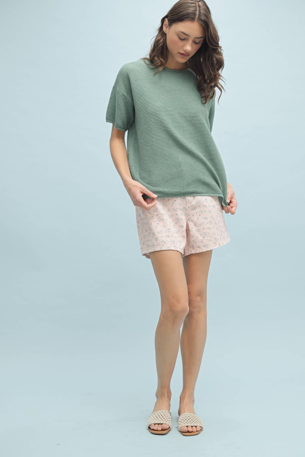 Sweet Caroline Sweater Top in Sage