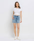 Loretta High Rise Midi Denim Shorts