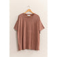 Oversized Distressed Tee in Taupe