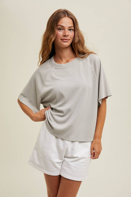 Light Grey Boxy Knit Top