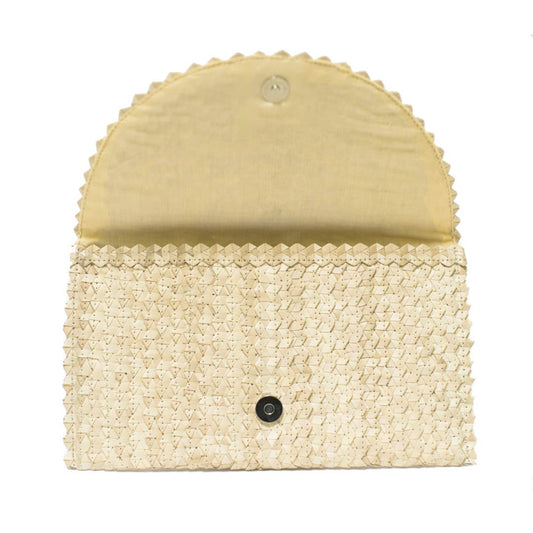 Cream Straw Clutch Purse