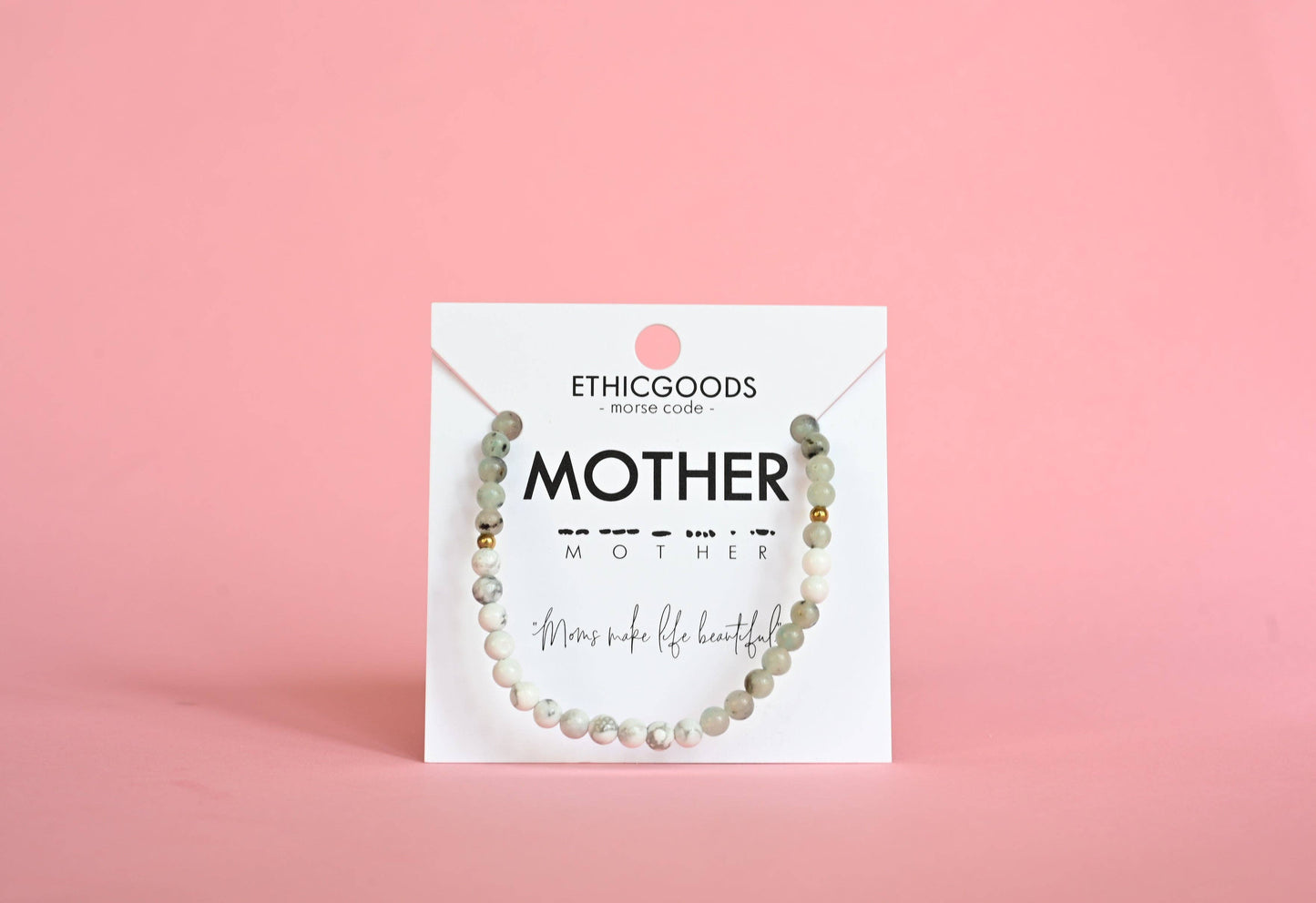 Morse Code Bracelet | MOTHER: Pink Aventurine & Mother of Pearl