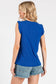 Ruffled Sleeve Ribbed Top in Royal