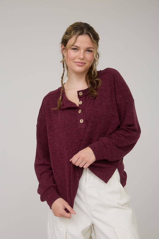 Falling For It Burgundy Long Sleeve
