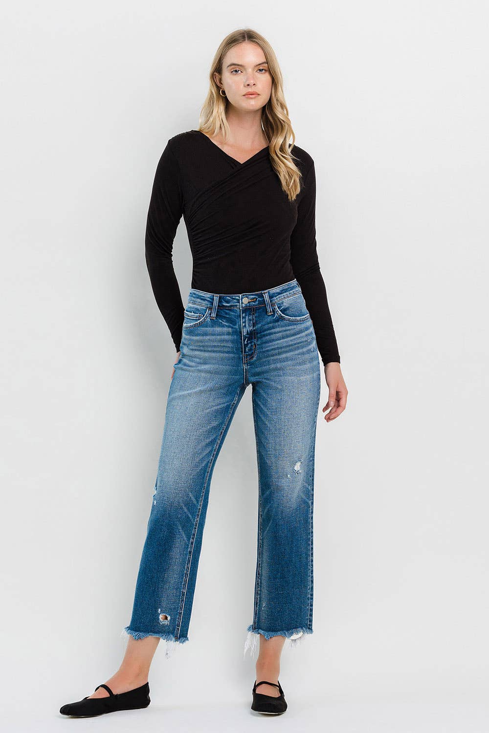 High Rise Crop Straight Jeans