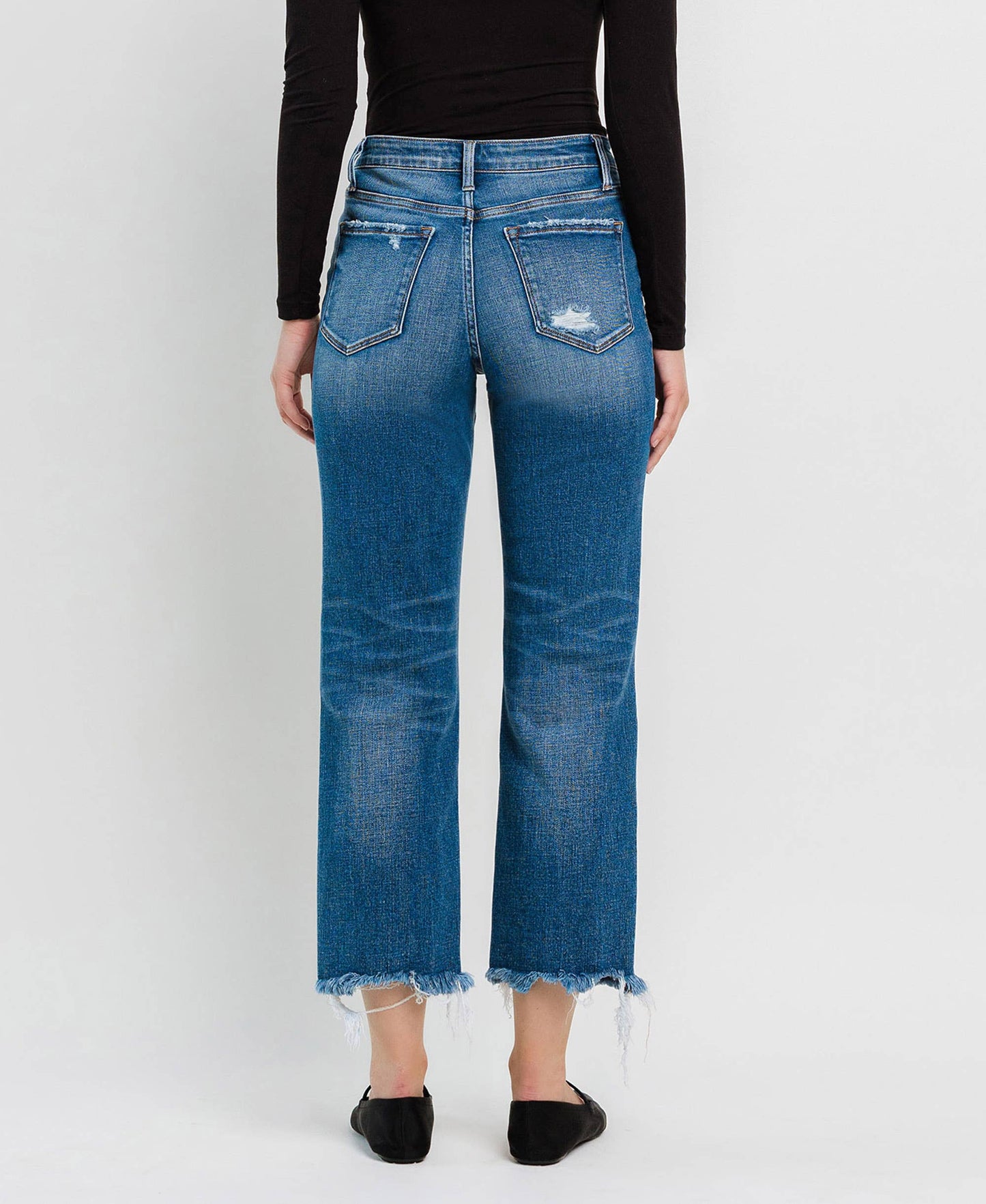 High Rise Crop Straight Jeans