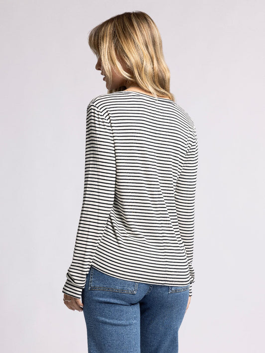 Lauren Top in White and Black Stripe