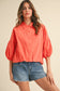 Darla Collared Bubble Blouse in Coral