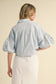 Darla Collared Bubble Blouse in Blue