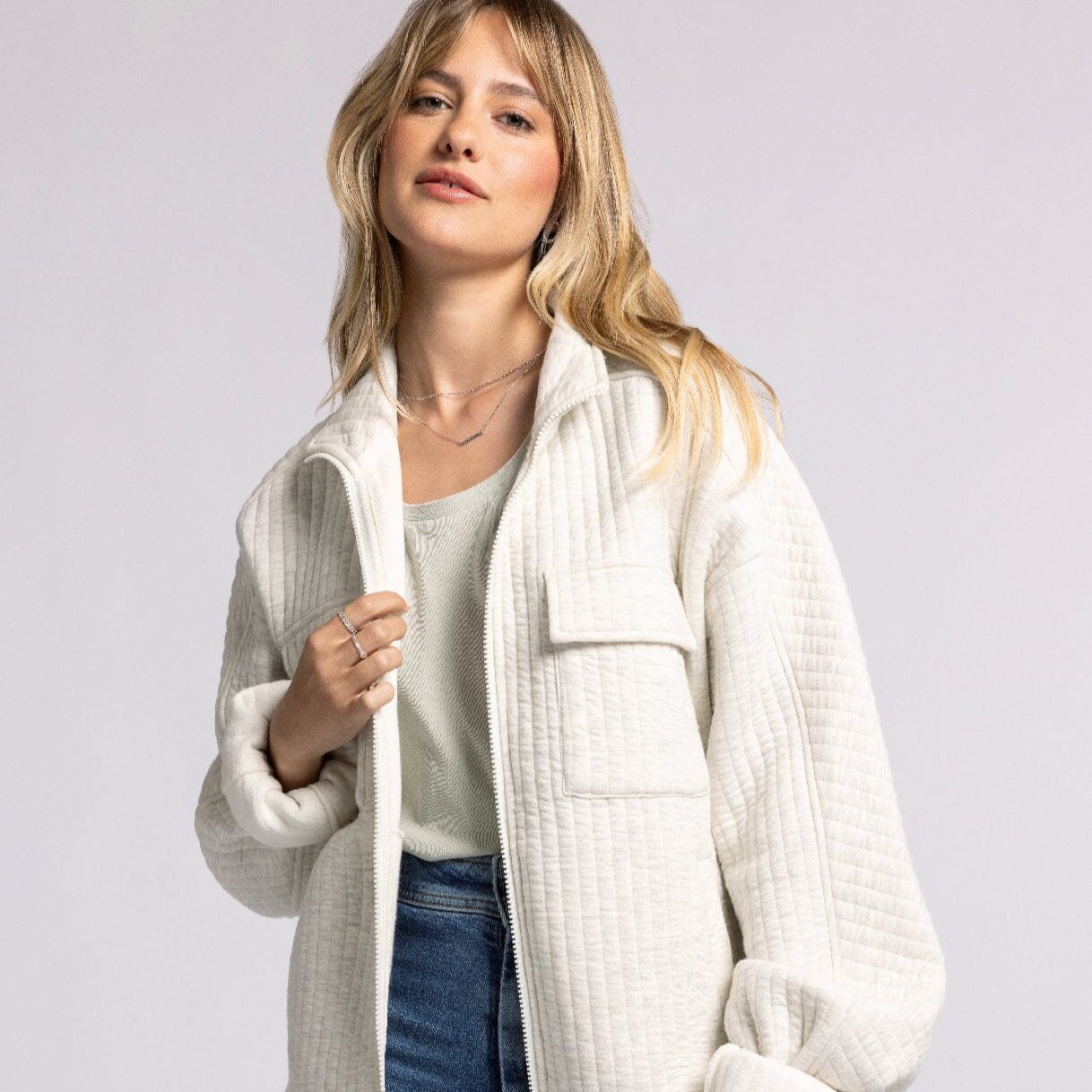 Zia Jacket in Ivory Heather